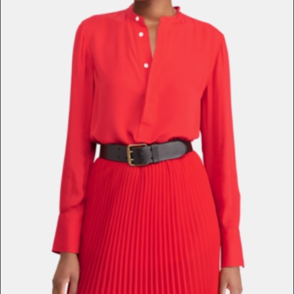 NWT Polo Ralph Lauren silk red blouse - Picture 7 of 12